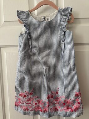 GAP Kids XS light blue and white dress with embroidery - EUC